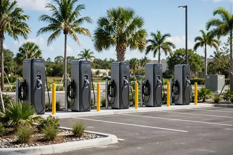 Commercial EV charging stations installed in Orlando parking lot