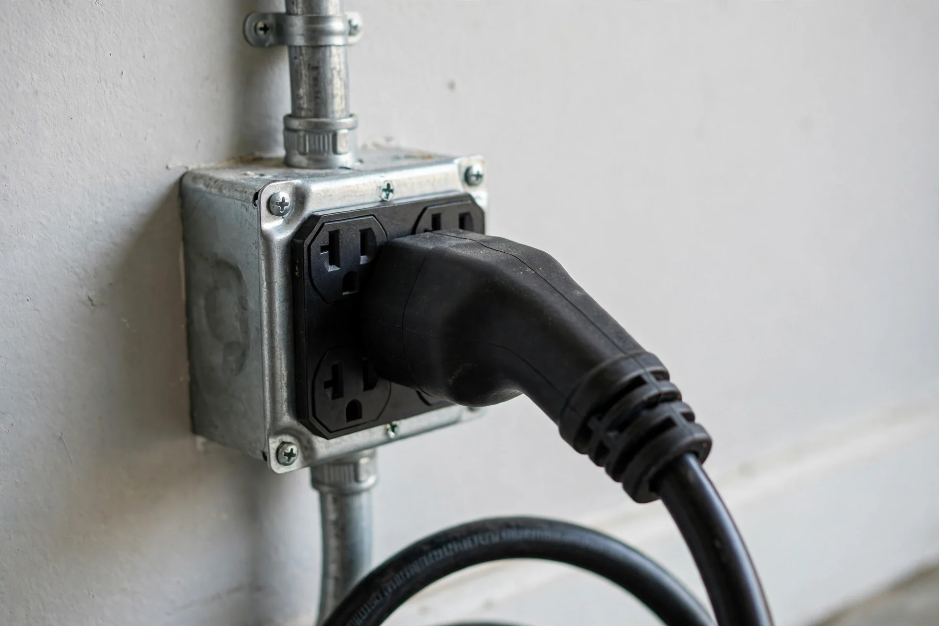 Completed NEMA 14-50 outlet installation for EV charger